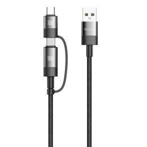 Cable de datos 2 en 1 MX0001 USB a Micro+Tipo-C 30W 1m-blanco