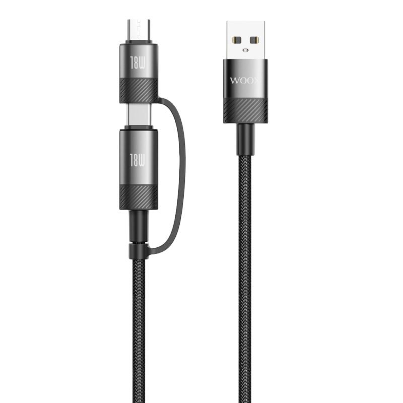 Cable de datos 2 en 1 MX0001 USB a Micro+Tipo-C 30W 1m-blanco Cable de datos 2 en 1 MX0001 USB a Micro+Tipo-C 30W 1m-blanco