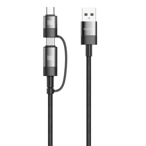 Cable de datos 2 en 1 MX0001 USB a Micro+Tipo-C 30W 1m-blanco